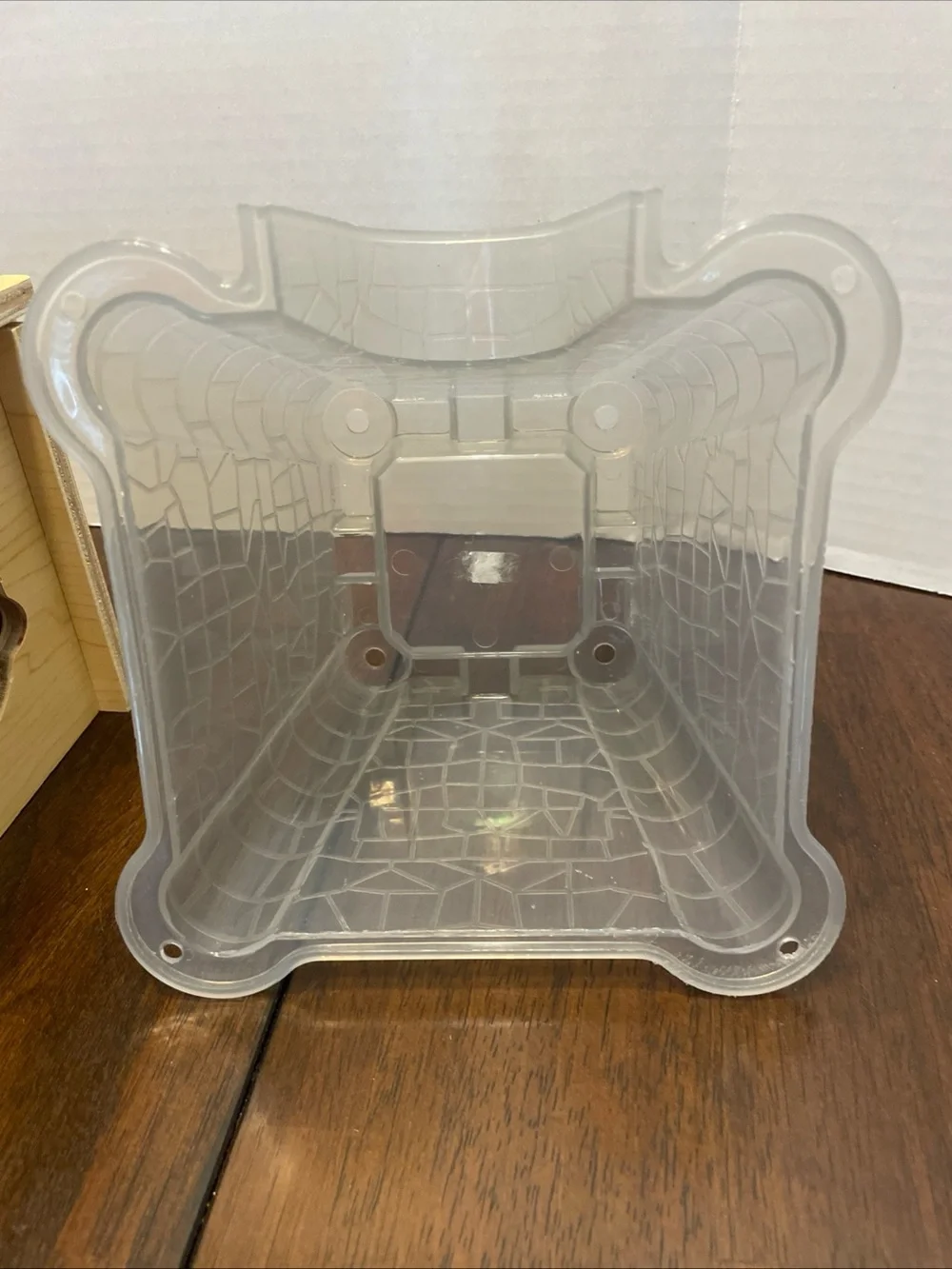 Lot Of 2 Hamster Hideout Natural Wood Tunnel Hide Platform Top. Plastic Castle.